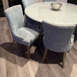 Set Of 6 Dining Chairs. Light Blue. OBO OBO