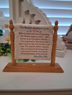 Vintage Dollhouse Quilt Rack Heart & Hands Quilt on Wood Quilt Stand Dollhouse Furniture 4.5"x4.5"....asking $20.00