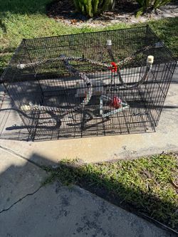 Large Black Wire Bird Cage with Accessories