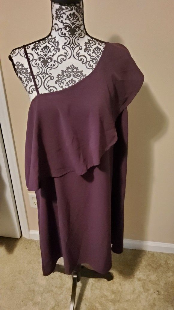 Perfectly Priscilla One Shoulder Eggplant Dress Size 3XL