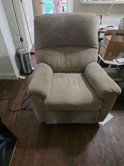 Beige Fabric Power Recliner Chair