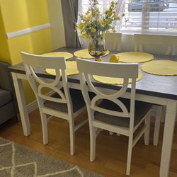 Dinette Table And Chairs, Gray And White
