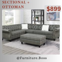 Grey Sectional Sofa - Living room Furniture