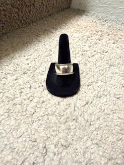 Two-Tone Wide Band Sterling Silver Ring SZ 8
