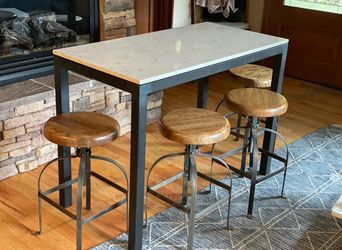 World Market - Round Wood and Metal Adjustable Swivel Stool