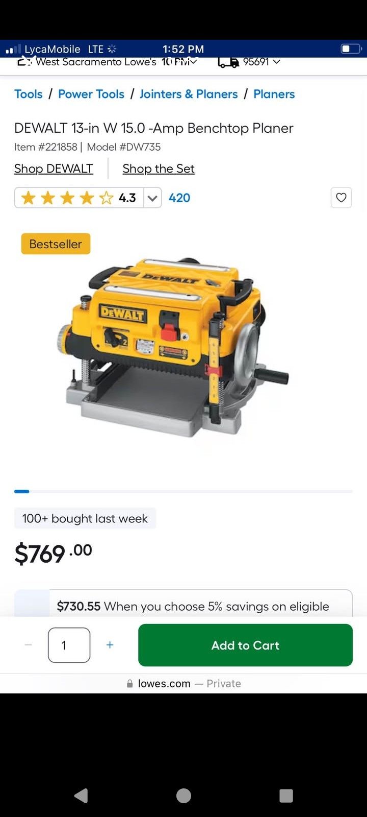 Dewalt Planer New In Box 375$