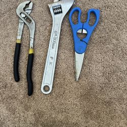 Tool Set: Scissors, Wrench, Pliers