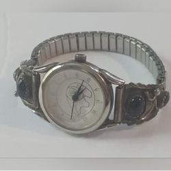 Vintage Native American Onyx Watch, small stretch band