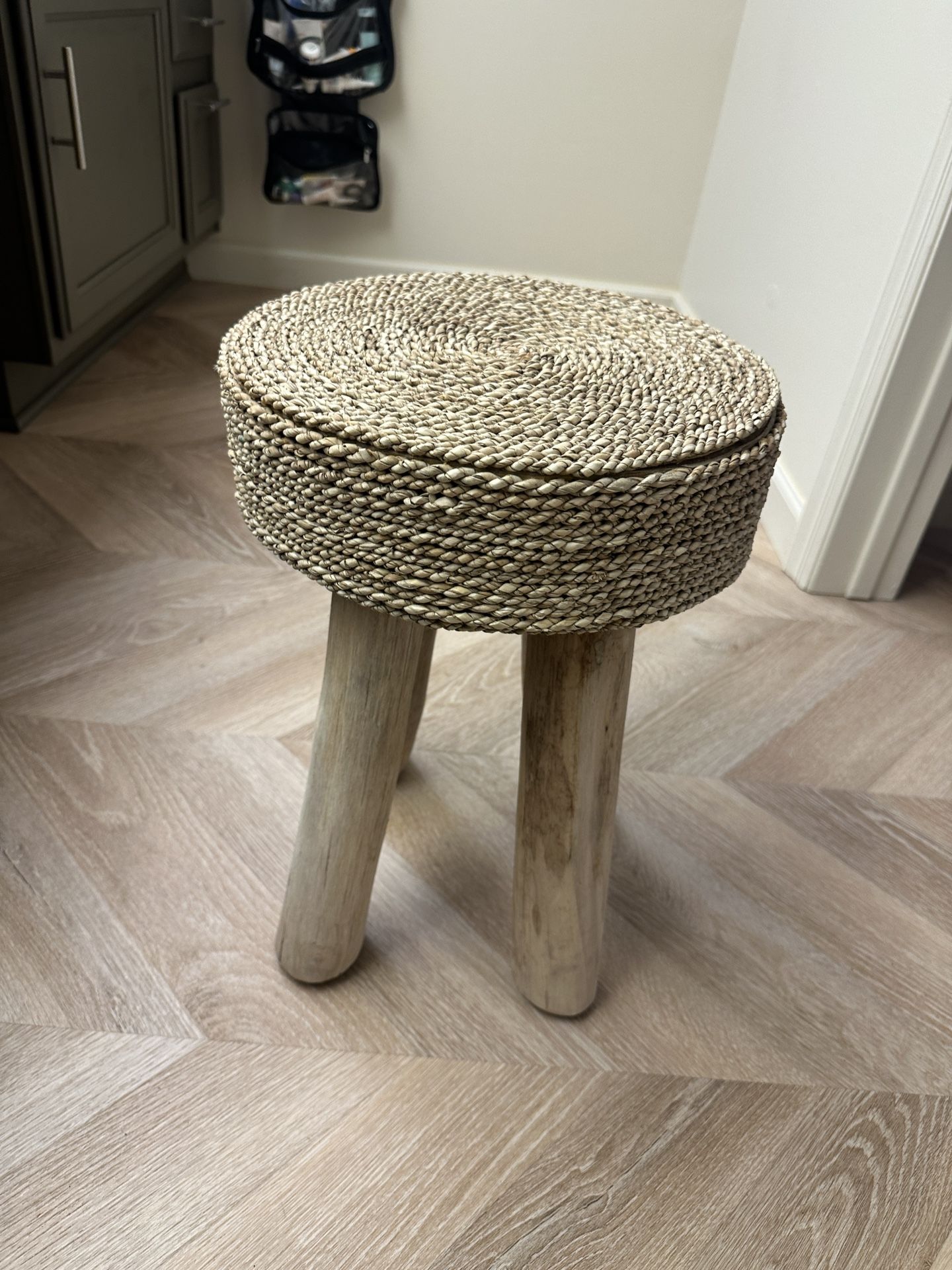 Wood And Wicker Stool