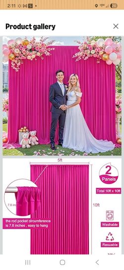 2panels Of Hot Pink  Soft Polyester backdrop Curtains  (10ft ×10ft