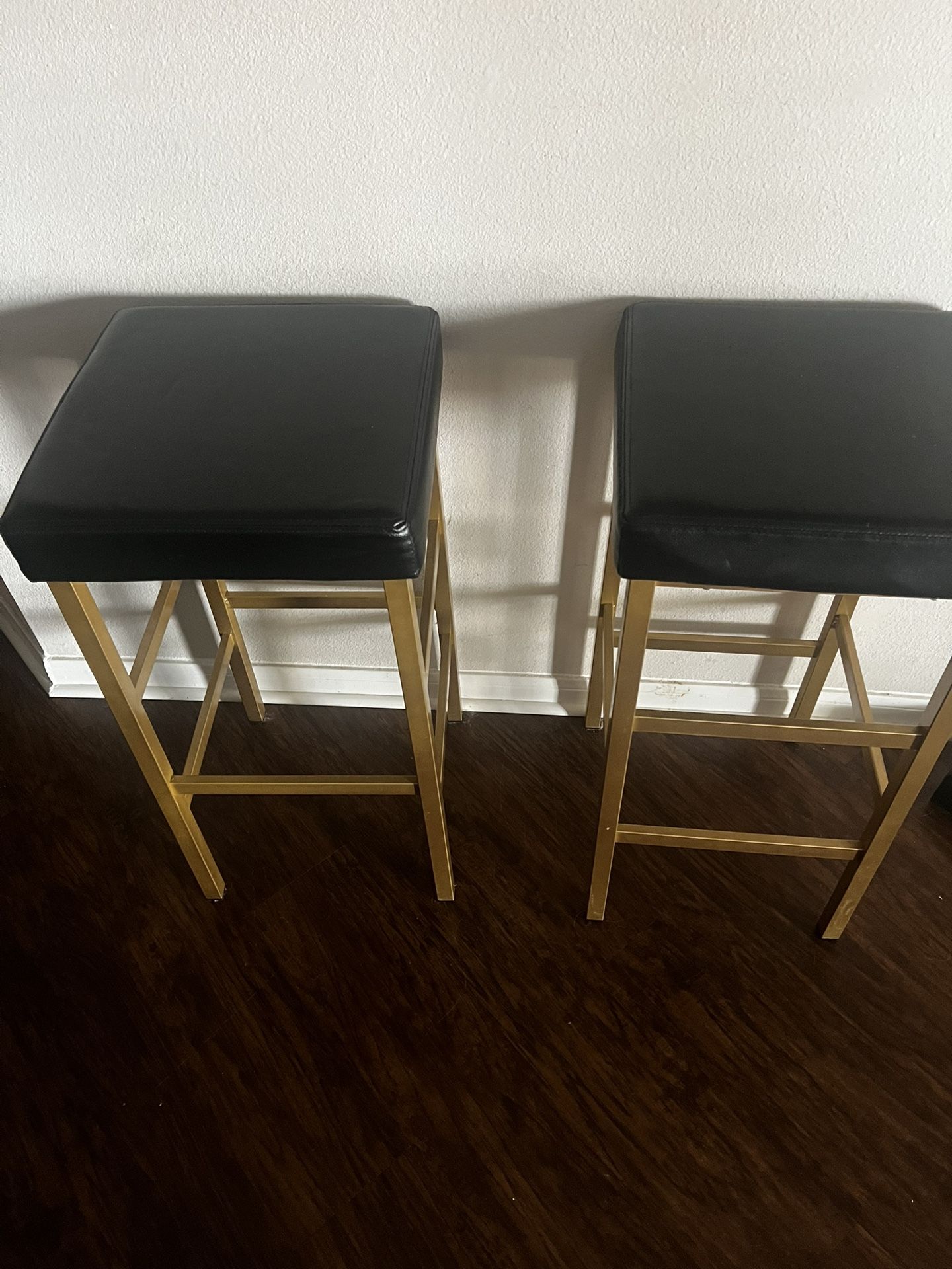2 modern Bar Stools — black & Gold — Great For Small Spaces