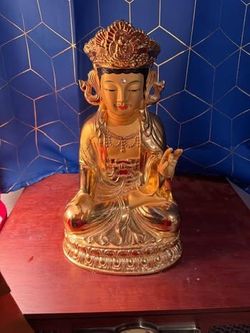 Vintage/Gilded Guan Yin (Goddess of Mercy) Seated Statue