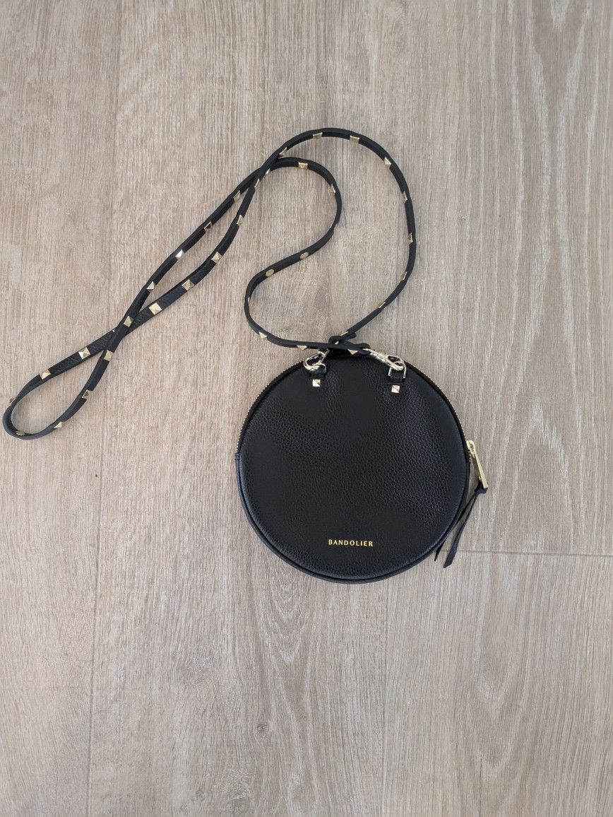 New BANDOLIER 7" Black Round Crossbody Bag