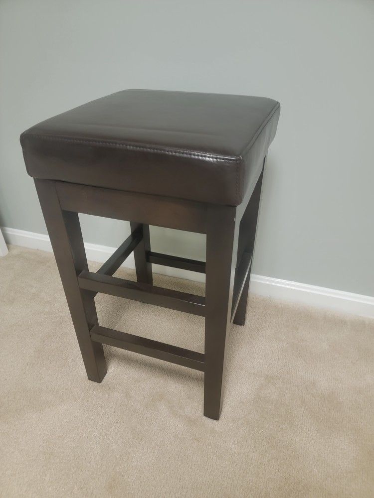Wood and Leather Stool