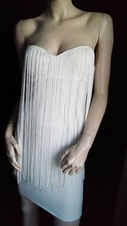 White Arden Dress XS Fringes