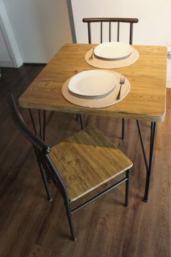 Rustic Dining Table Set with 2 Chairs