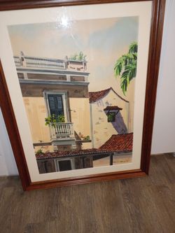 Vintage Mid-Century 24x36 Architectural Watercolor Paintings - 1945 Pair (Signed)