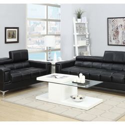 Black Sofa And Love Seat Set (Free Delivery)