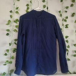 Eddie Bauer USA Womens Button Down Sheer Blue Long Sleeve Blouse M/L READ