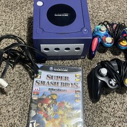 Nintendo GameCube With Controllers And Game