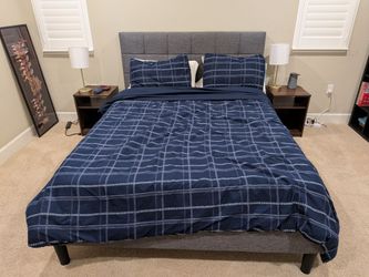 Queen bedframe with two nightstands