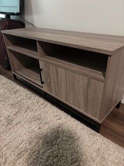 Wood Grain TV Stand with Sliding Door