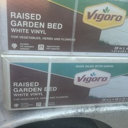 I have two Raised Garden Bed white vinyl to plant vegetables or flowers, they measure 4 feet L X 4 feet W X 15 Inch H - I'm asking $110 for the pair.
