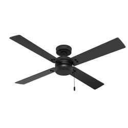 Hunter Midnight Prairie 52 in. Indoor/Outdoor Matte Black Standard Ceiling Fan