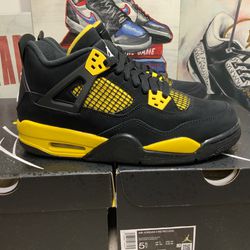 Nike Air Jordan 4 Thunder Yellow Black 408452-017 New (GS) 5.5Y/7W