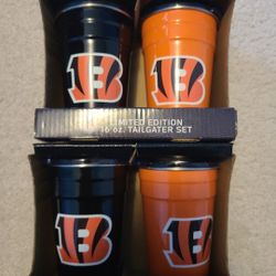 NFL Cincinnati Bengals Metal Solo Cups Set Of 4 16oz Tailgater Set Great American