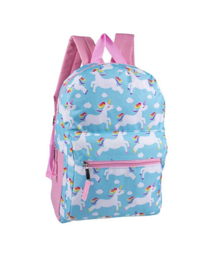 New Girls Rainbow Horse Blue Pink Backpack 