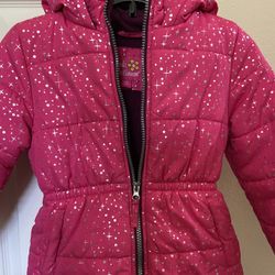 Girls Pink Platinum Puffer Jacket Size 5/6