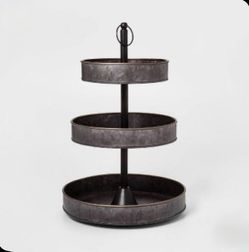 Rustic Galvanized Metal 3-tier tray