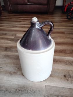 Antique Stoneware Crock Jug 5 Gal with Handle
