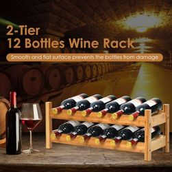 2 Tier Wine Rack Holds 12 Bottles New