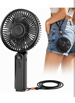 Portable Handheld Fan, 10000mAh Rechargeable Personal Fan for 40H, 6" 5-Speed Foldable Hand Fan Rapid Cool, Quiet Gentle Airflow Battery Operated Fans