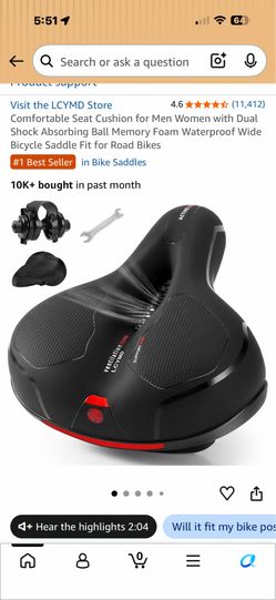 Comfortable Seat Cushion for Men Women with Dual Shock Absorbing Ball Memory Foam Waterproof Wide Bicycle Saddle Fit for Road Bikes
