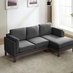 Sectional Sofa 84" Width 3-Seat with Chaise Lounge, L-Shaped Sectional Couch, Living Room Furniture Set with Solid Wood Frame