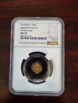 Undated 1/200 Gold Egyptian King Tut MS70 NGC