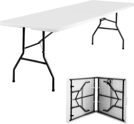 Y212-Folding Half Portable Foldable Table for Parties Backyard Events (White, 6 FT 70 * 29) (White, 8 FT)