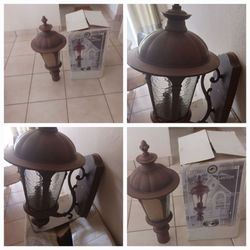 Outdoor Post Lantern Light Fixture ,rustic bronze finis, $90 for both
