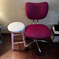 REDUCED  Swivel Desk Chair & Pink Stool (MARKED DOWN TO SELL)