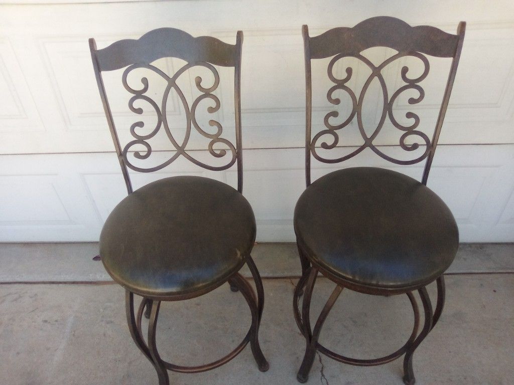 Bar stools are 24 inch tall good condition like new take them both $80 or trade..I paid $150 for them both of them retail price 