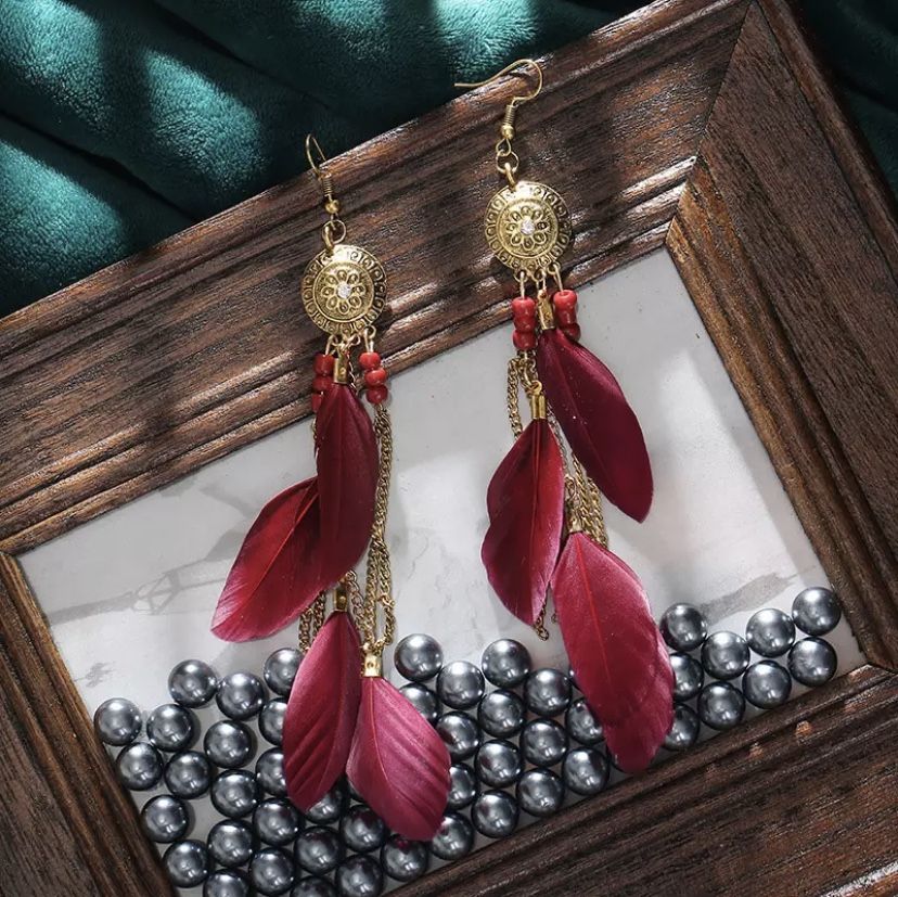 Brand new boho feather earrings