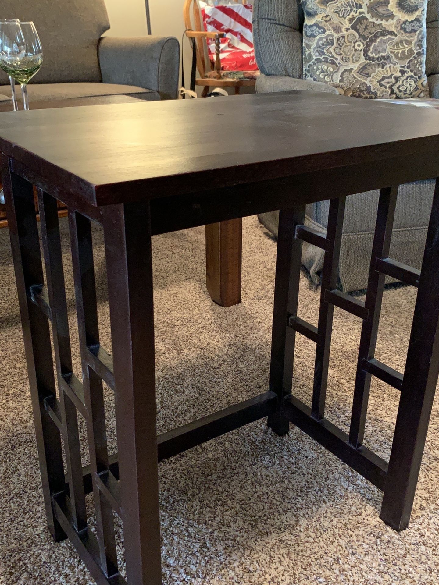 Espresso Wood Asian End Table