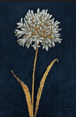 Gorgeous James Wiens 'Shimmering Summer Indigo Crop' Canvas Art - Navy with White and Gold - 24 x 36