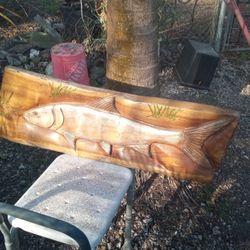 Bonefish On Live Edge Mahogany Wood