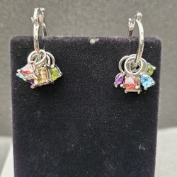 Hoop Earrings  W/ Gemstones 