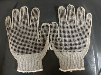 Gray Knit Work Gloves with Grip Dots – 1 Pair