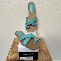 New Nine West Turquoise Blue Sandal, Size 7